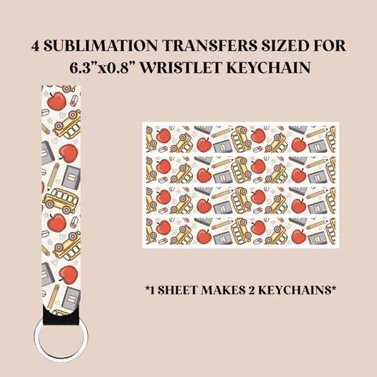 Back To School Wristlet Keychain Sublimation Transfer