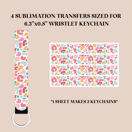 Colorful Leopard Print Wristlet Keychain Sublimation Transfer