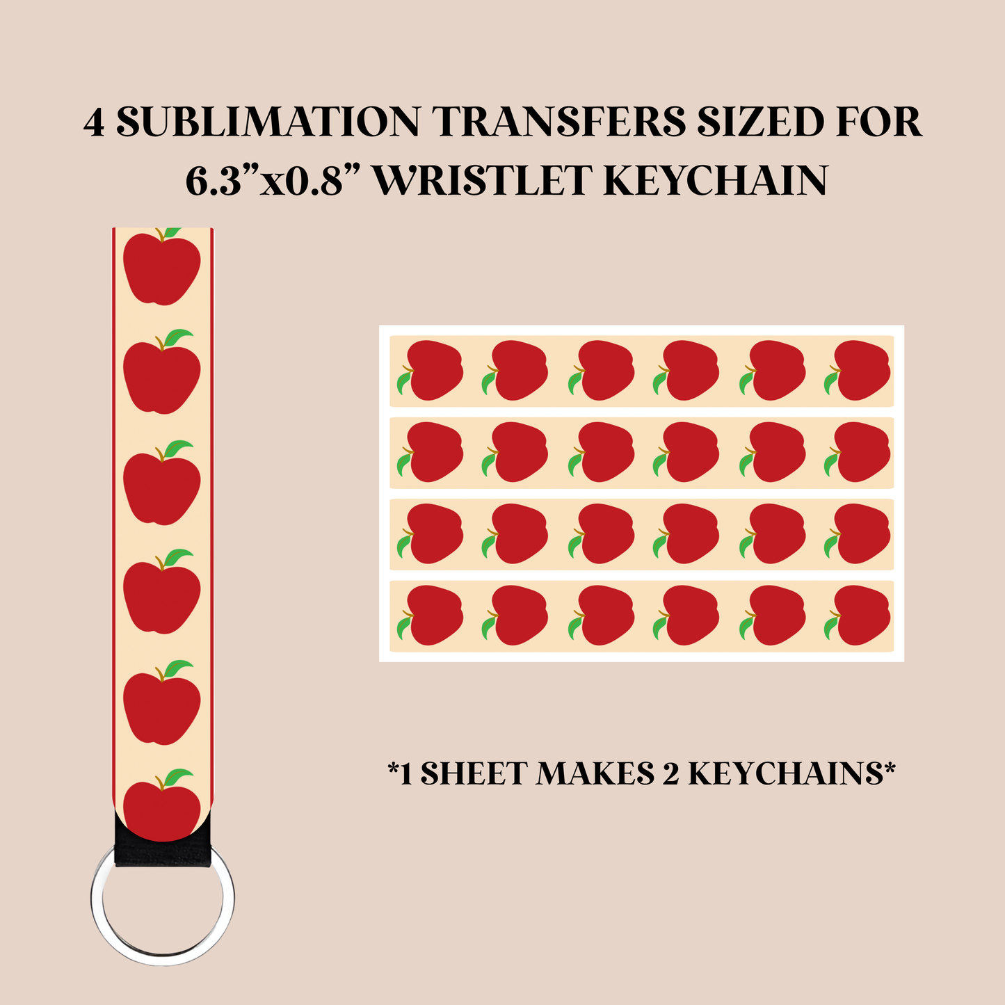 Apples Wristlet Keychain Sublimation Transfer
