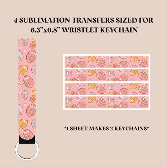 Pastel Footballs Wristlet Keychain Sublimation Transfer