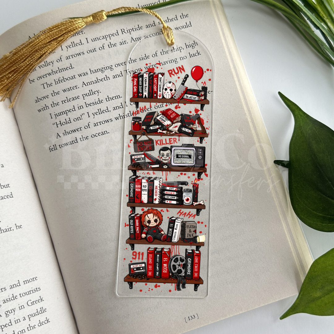 Horror Bookshelf UVDTF Bookmark