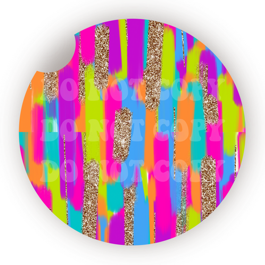 Colorful Brushstrokes Car Coaster Sublimation Transfer (Set of 2)
