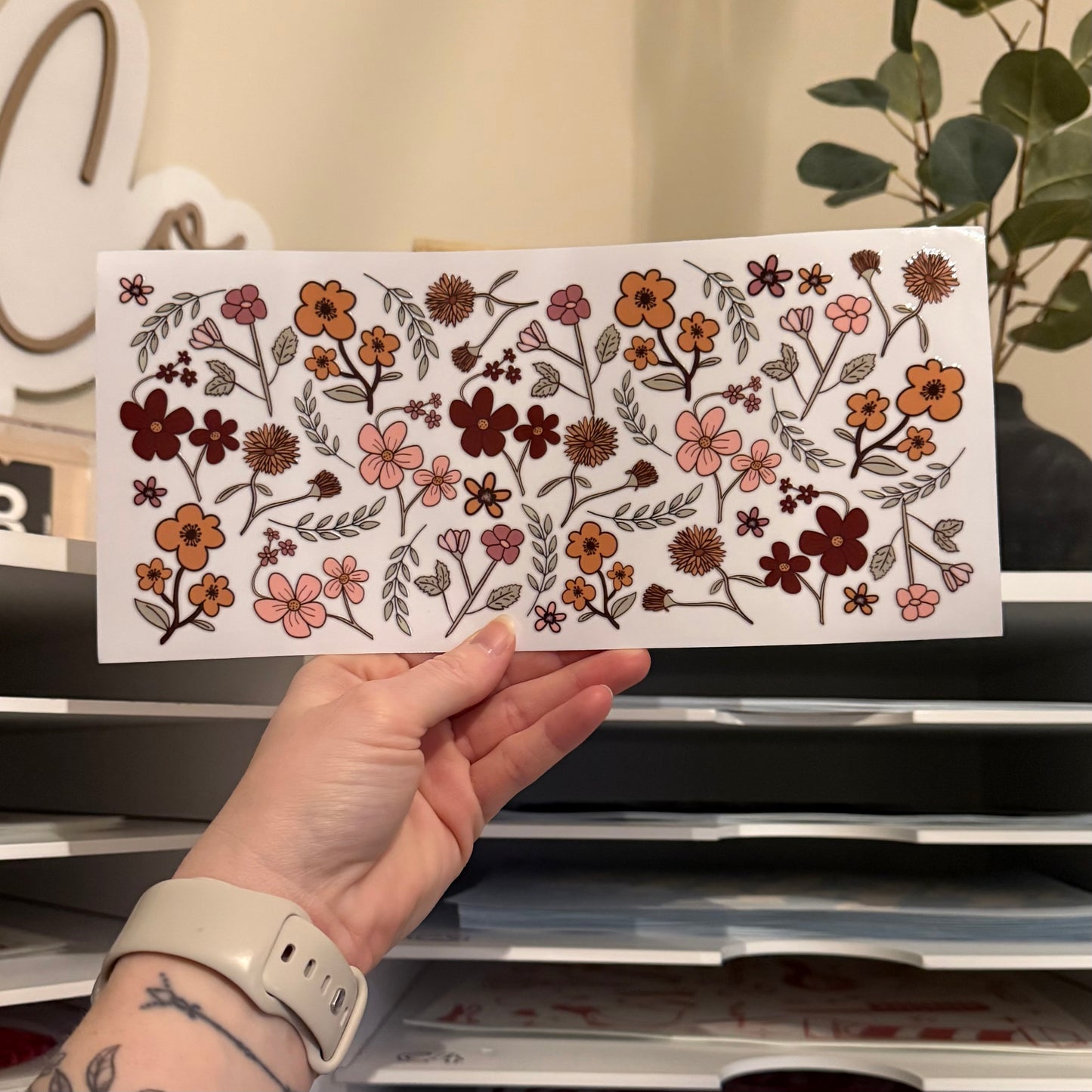 Floral UVDTF 16oz Glass Can