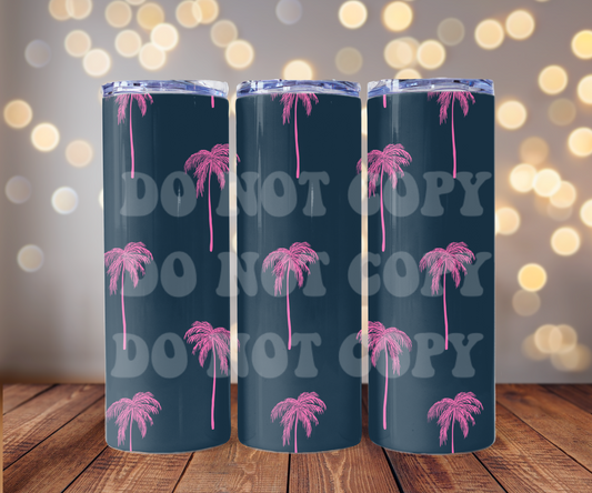 Pink Palm Trees 20 oz Skinny Tumbler Sublimation Transfer