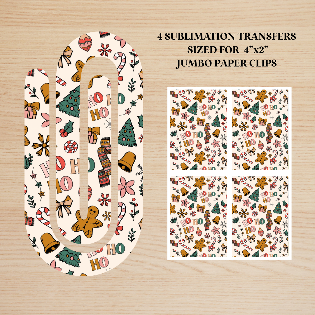 Christmas Doodles Jumbo Paperclip Sublimation Transfer