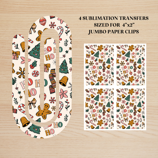 Christmas Doodles Jumbo Paperclip Sublimation Transfer