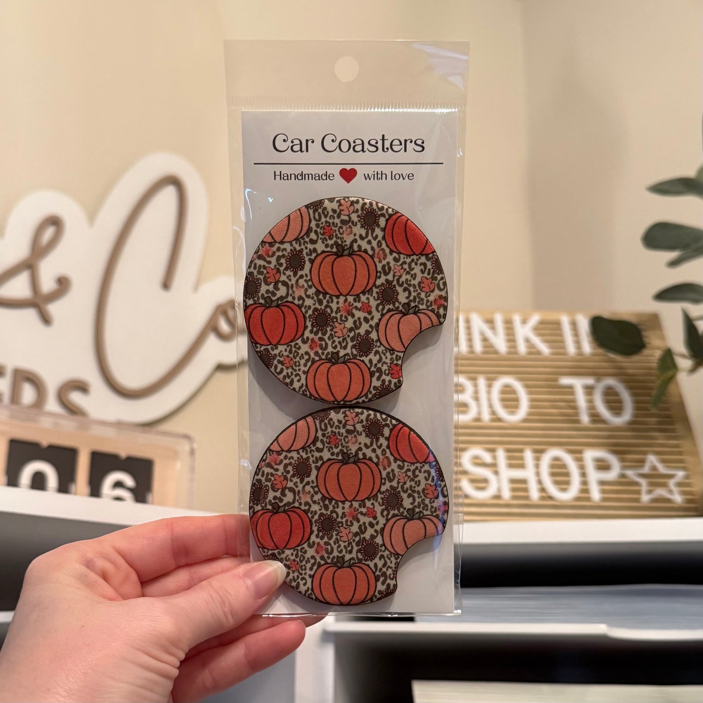 Leopard Pumpkins Car Coasters