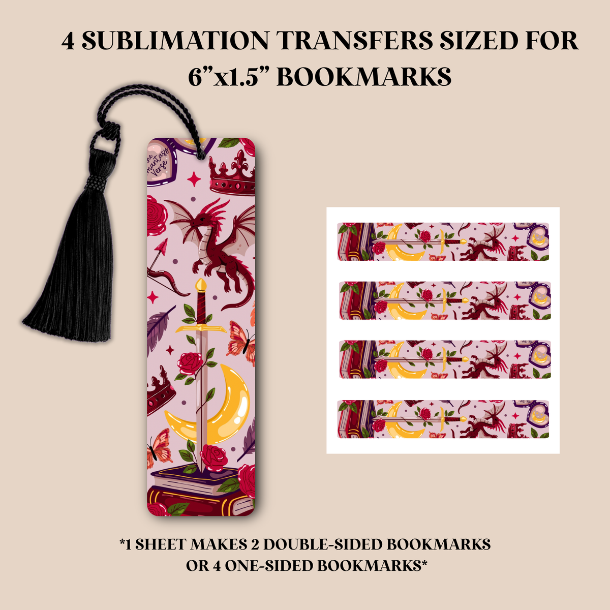 Romantasy Bookmark Sublimation Transfer