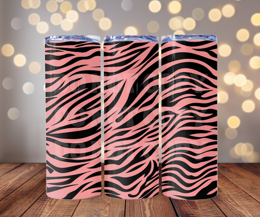 Pink & Black Zebra Print 20 oz Skinny Tumbler Sublimation Transfer - Seamless