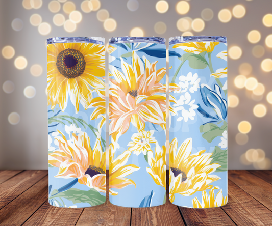 Sunlowers 20 oz Skinny Tumbler Sublimation Transfer - Not Seamless