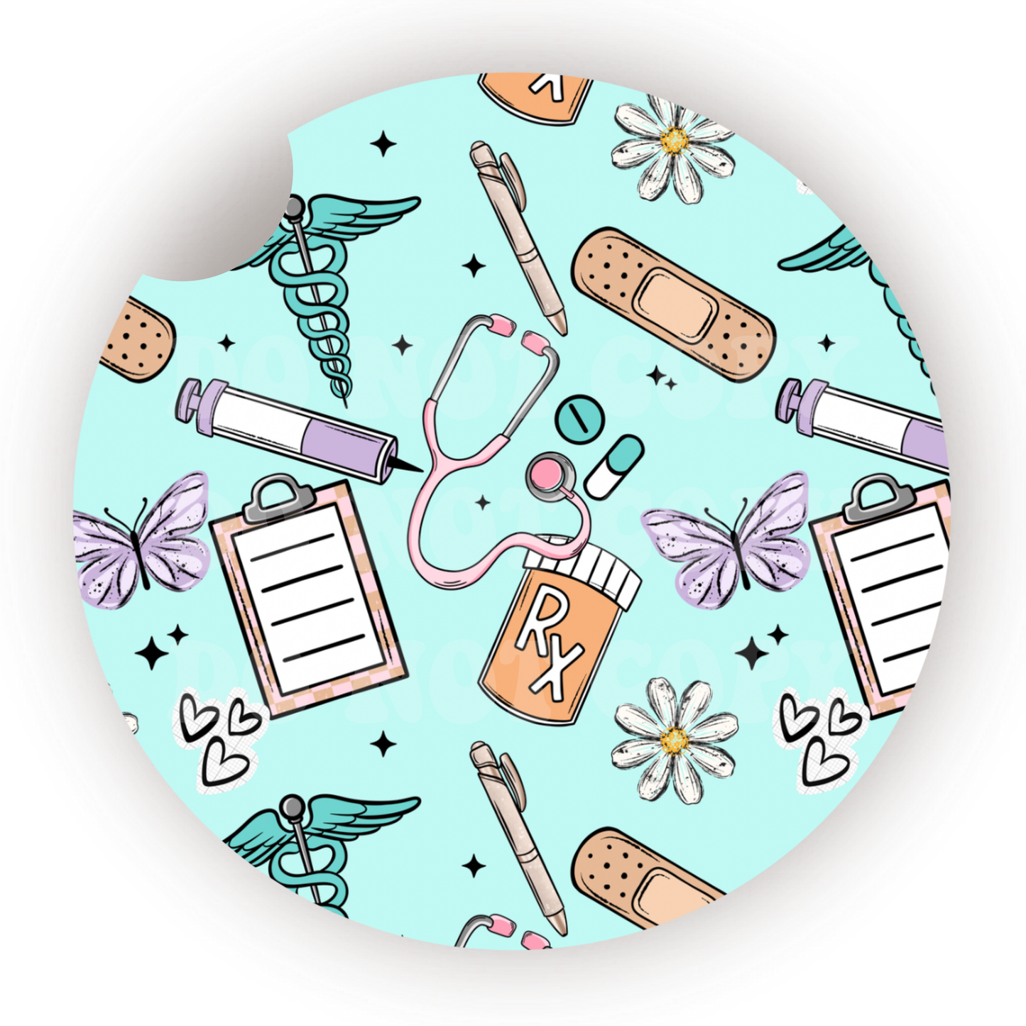 Nurse Doodles Car Coaster Sublimation Transfer (Set of 2)
