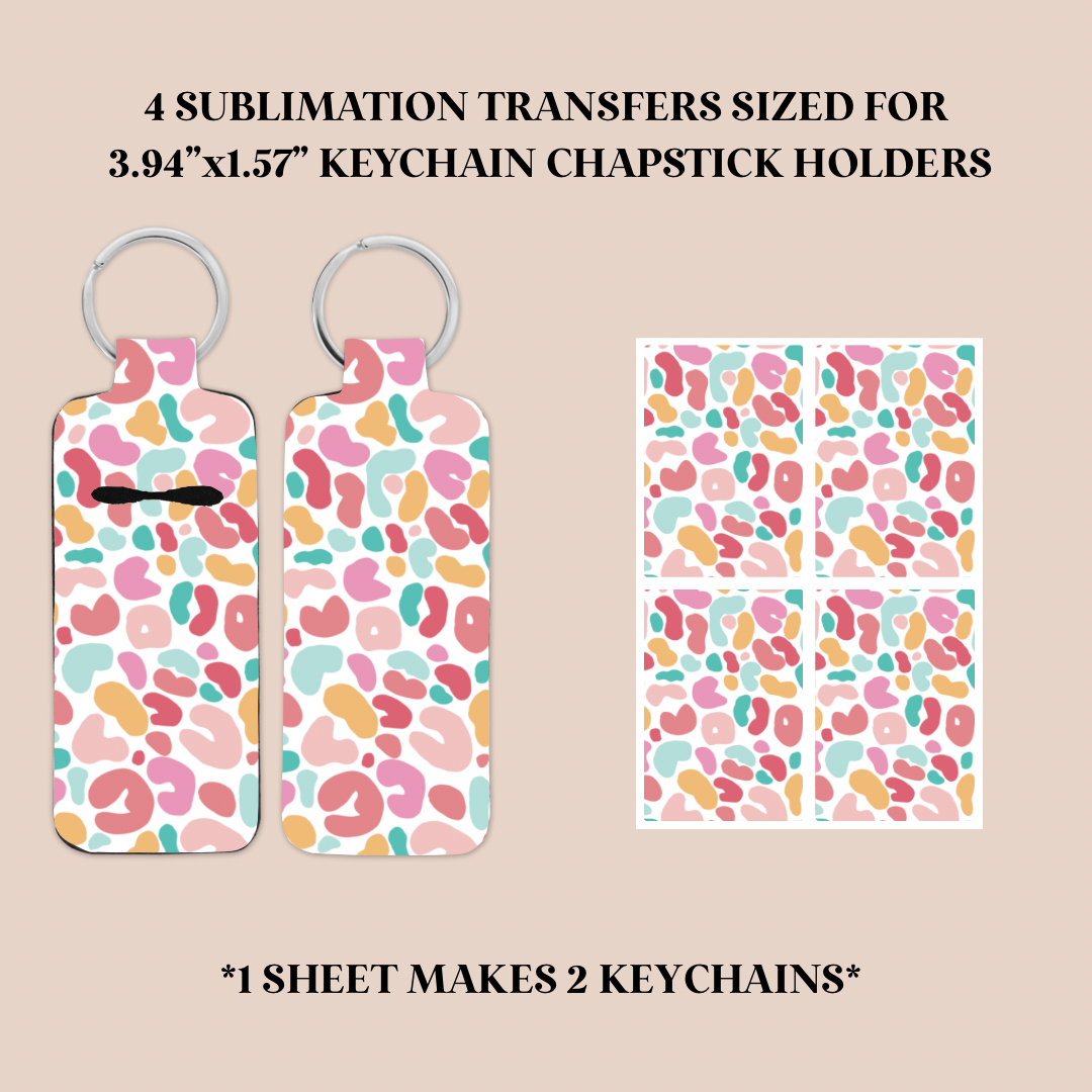 Bright Leopard Print Keychain Chapstick Holder Sublimation Transfer