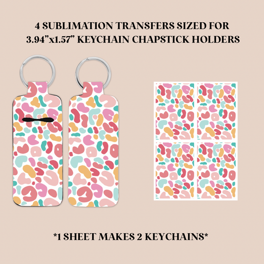 Bright Leopard Print Keychain Chapstick Holder Sublimation Transfer