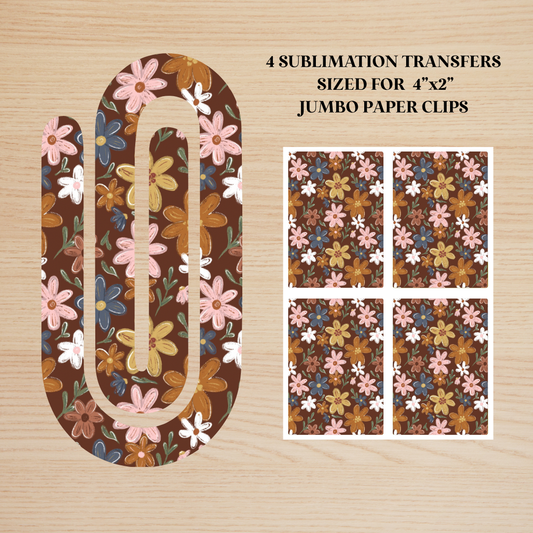 Fall Floral Jumbo Paperclip Sublimation Transfer
