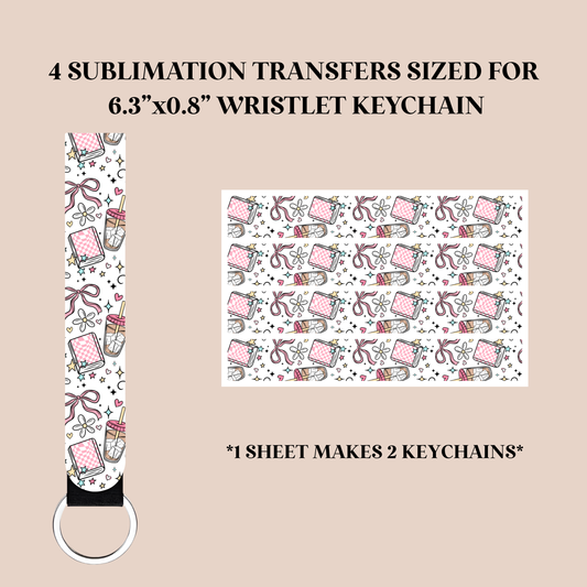 Books & Bows Wristlet Keychain Sublimation Transfer