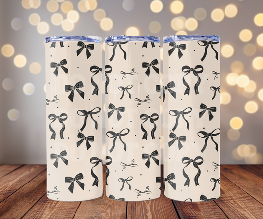 Black Bows 20 oz Skinny Tumbler Sublimation Transfer - Seamless