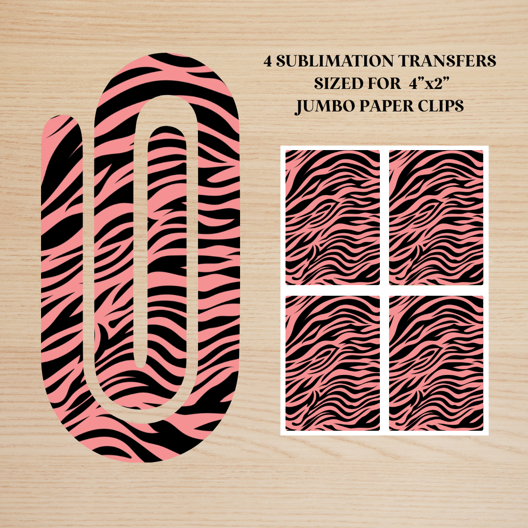 Pink Zebra Print Jumbo Paperclip Sublimation Transfer