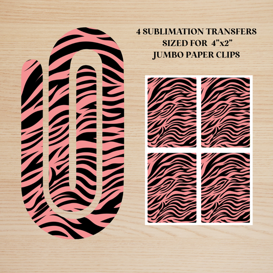 Pink Zebra Print Jumbo Paperclip Sublimation Transfer