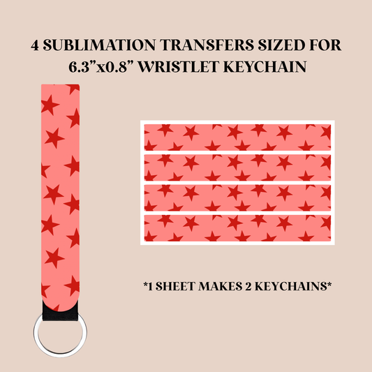 Red Stars Wristlet Keychain Sublimation Transfer