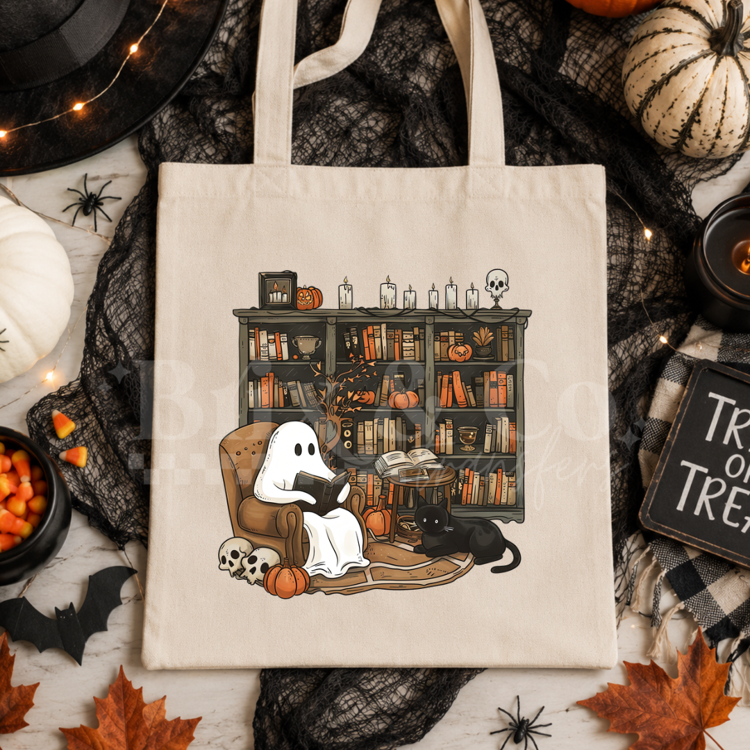 Spooky Bookshelf DTF HOT PEEL