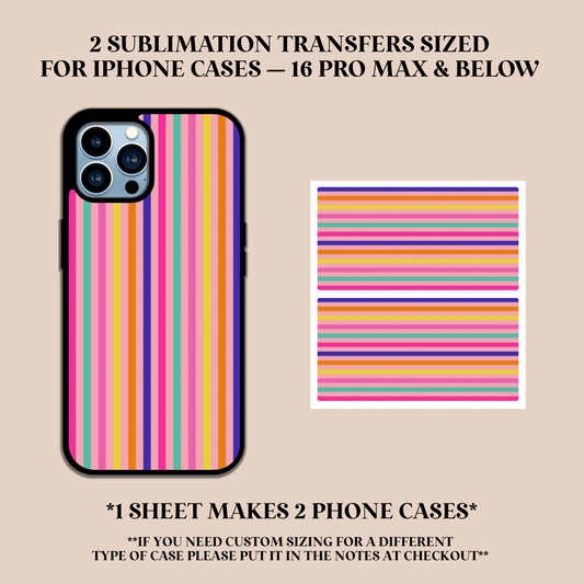 Neon Stripes Phone Case Sublimation Transfer