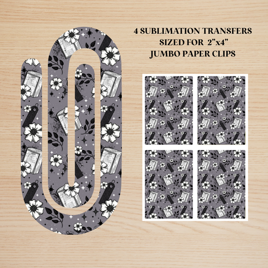 Floral Books Jumbo Paperclip Sublimation Transfer