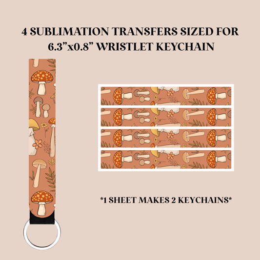 Mushrooms Wristlet Keychain Sublimation Transfer