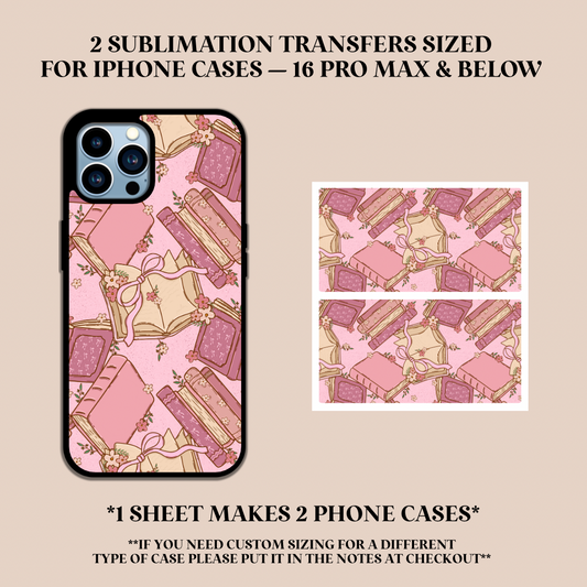 Coquette Books Phone Case Sublimation Transfer