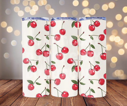 Cherries 20 oz Skinny Tumbler Sublimation Transfer - Seamless
