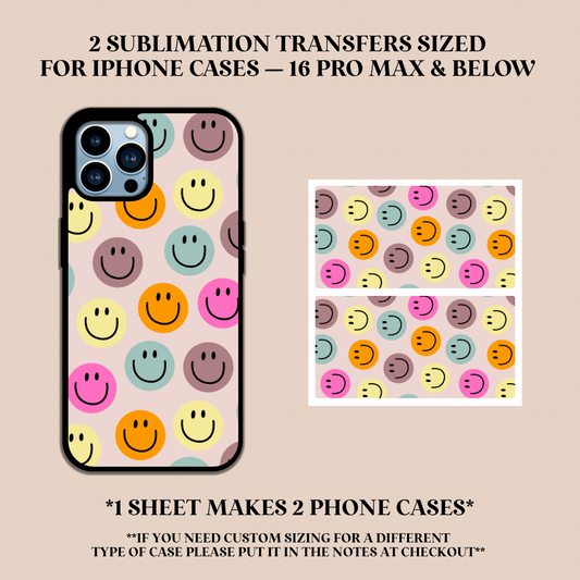 Happy Faces Phone Case Sublimation Transfer