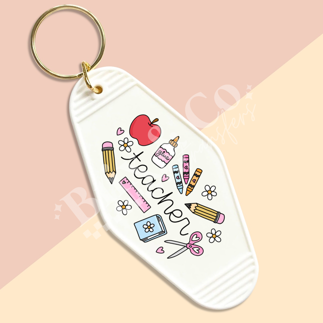 Teacher Doodles Motel Keychain UVDTF Transfer