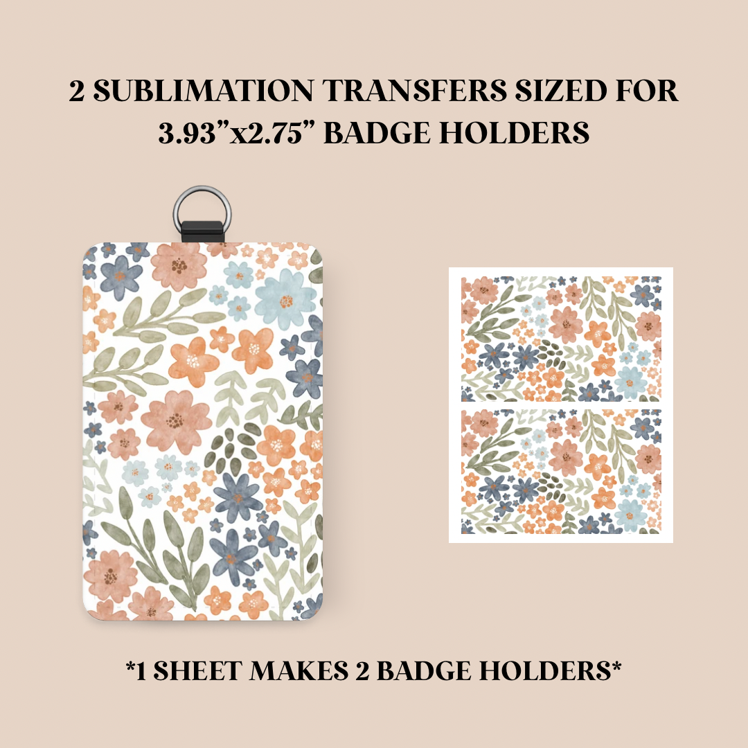 Watercolor Floral Badge Holder Sublimation Transfer