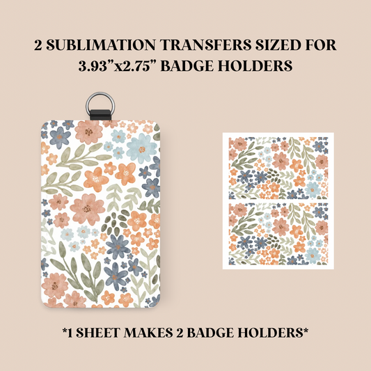 Watercolor Floral Badge Holder Sublimation Transfer