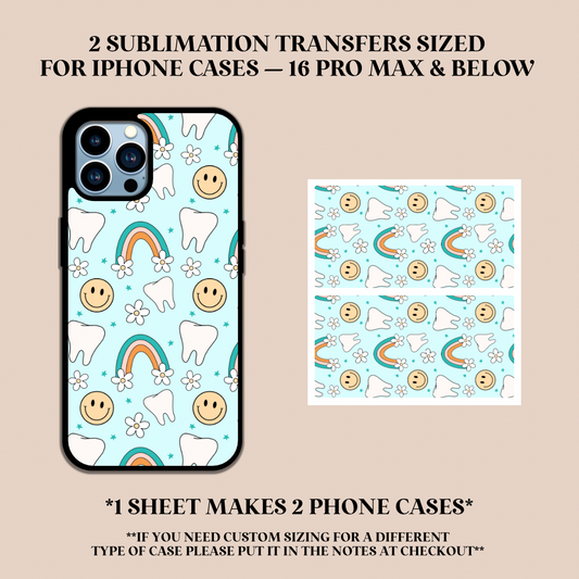 Retro Dental Phone Case Sublimation Transfer