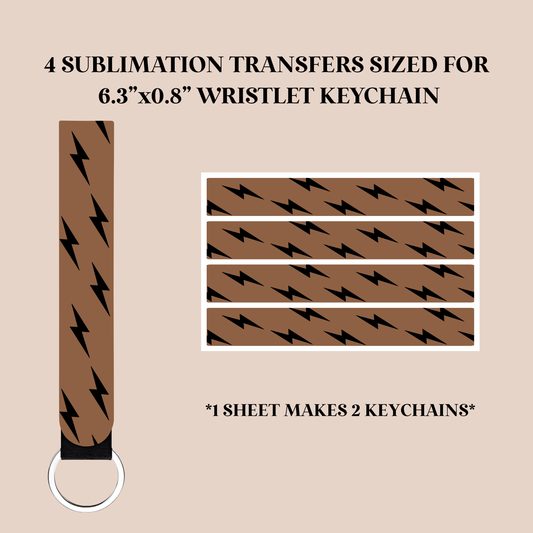Black Lightning Bolts Wristlet Keychain Sublimation Transfer