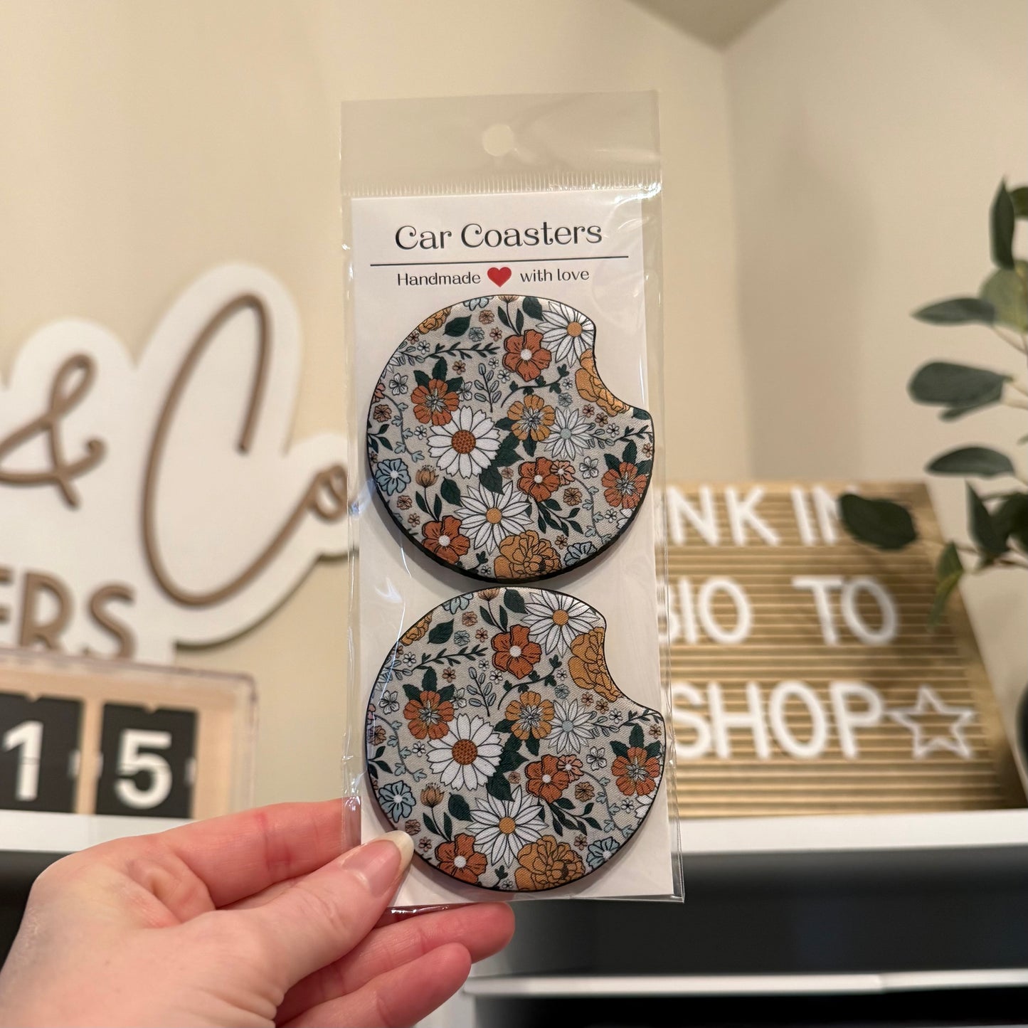 Floral Car Coasters