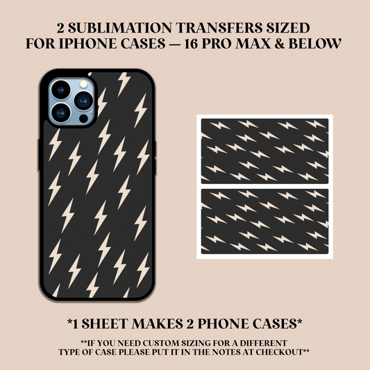 White Lightning Bolts Phone Case Sublimation Transfer