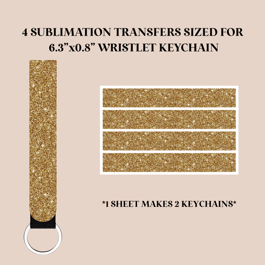 Gold Faux Glitter Wristlet Keychain Sublimation Transfer
