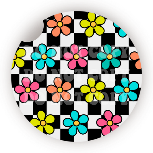 Neon Flowers Car Coaster Sublimation Transfer (Set of 2)