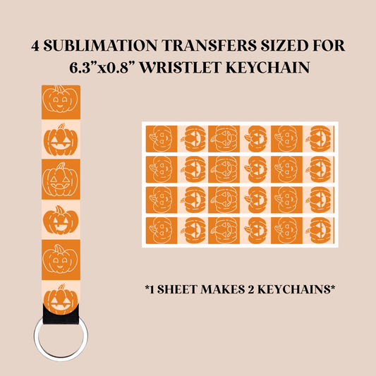 Checker Jack-o’-Lanterns Wristlet Keychain Sublimation Transfer