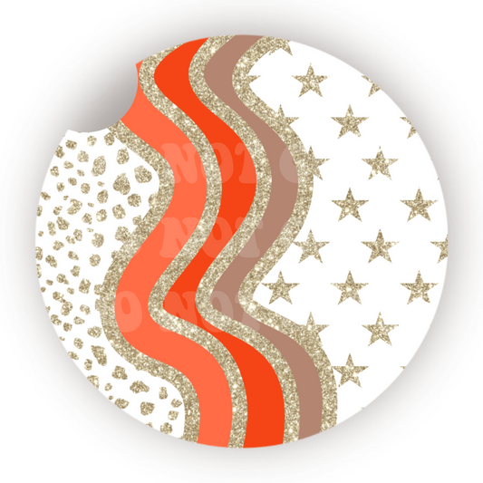 Retro Faux Glitter Car Coaster Sublimation Transfer (Set of 2)