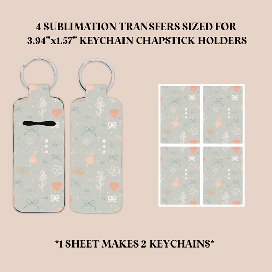 Vintage Flowers Keychain Chapstick Holder Sublimation Transfer