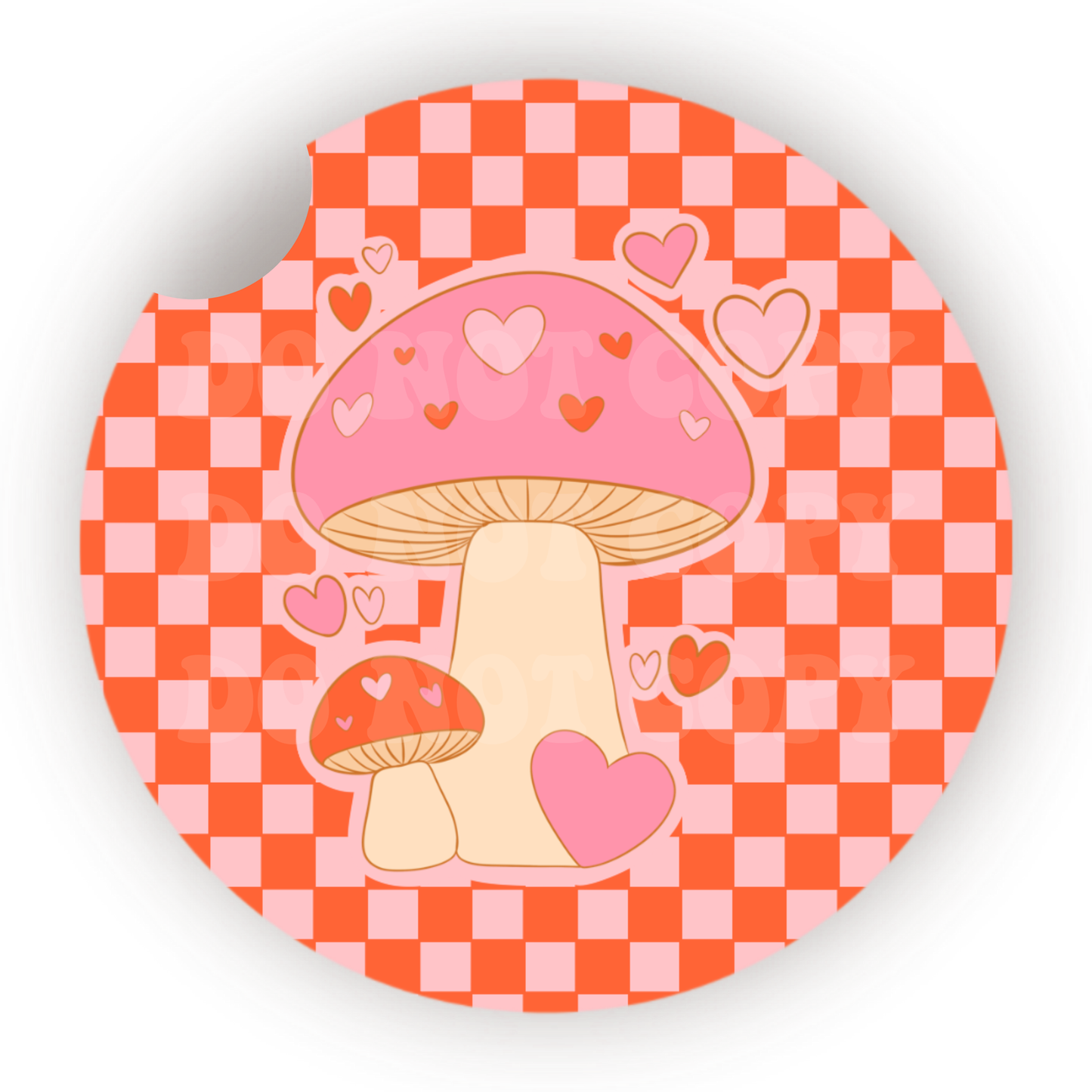 Mushroom Hearts Car Coaster Sublimation Transfer (Set of 2)
