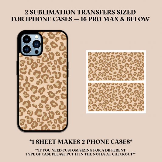 Tan Leopard Print Phone Case Sublimation Transfer