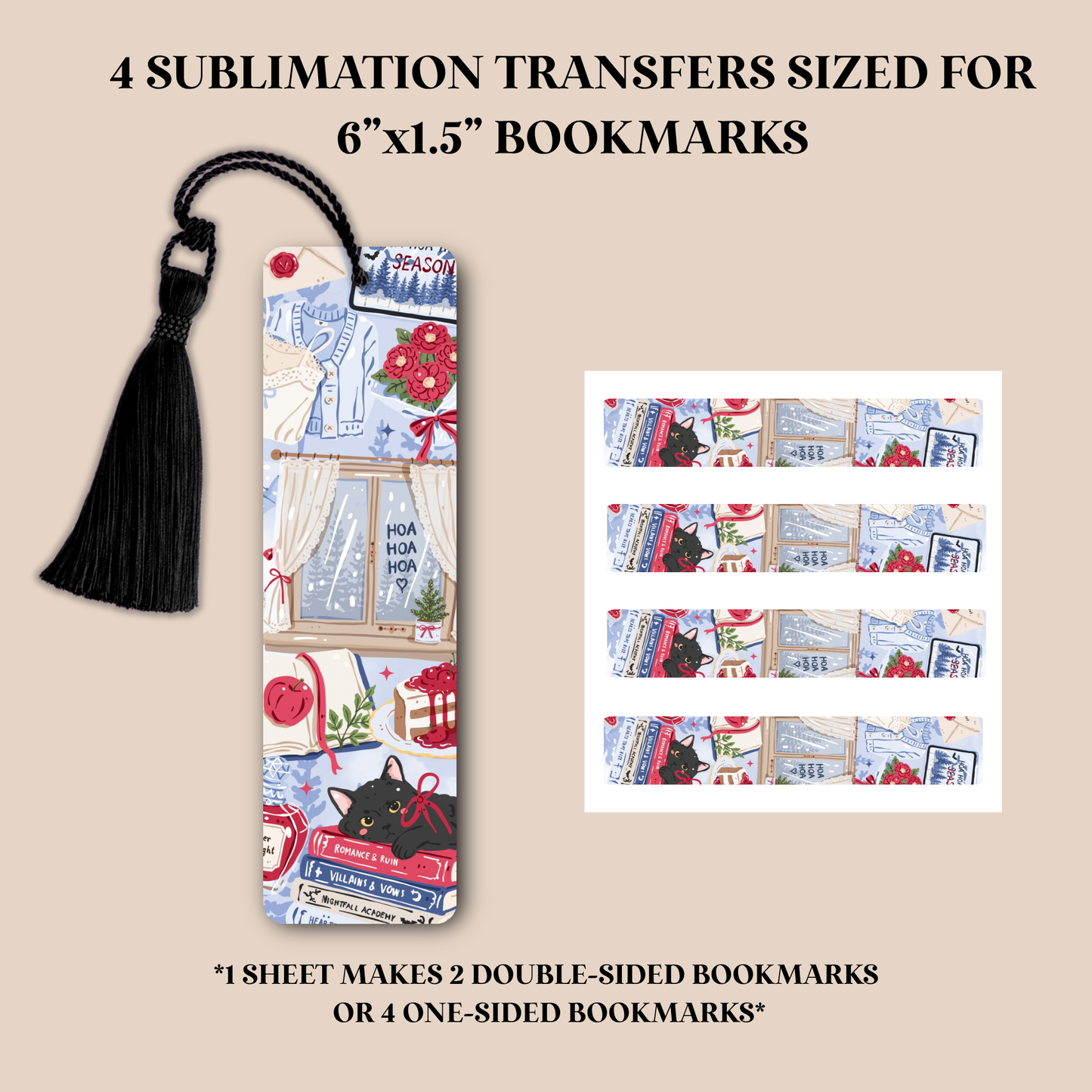 Hoa Hoa Hoa Season Doodles Bookmark Sublimation Transfer
