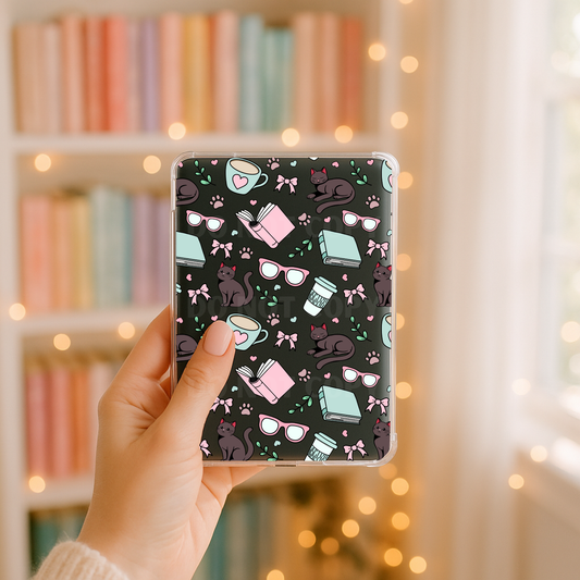 Cats, Coffee, & Books UVDTF Kindle Case 6.8”