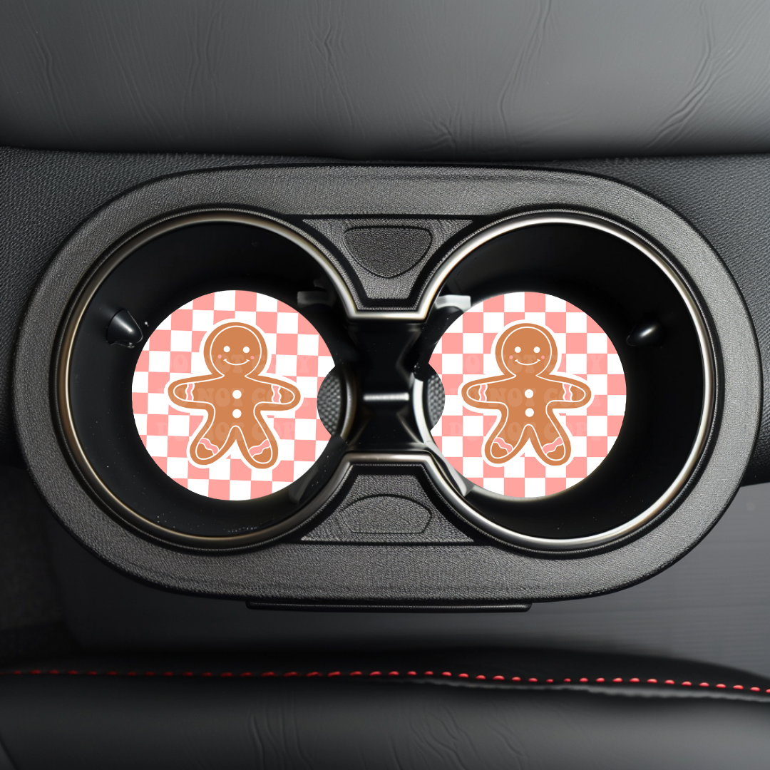 Checker Gingerbread Car Coaster Sublimation Transfer (Set of 2)