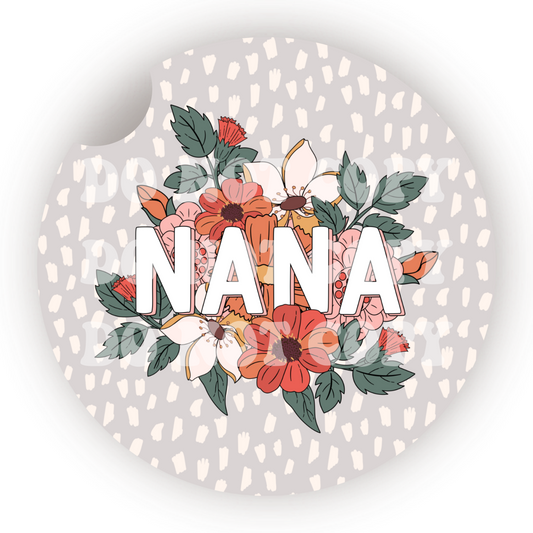 Floral Nana Car Coaster Sublimation Transfer (Set of 2)