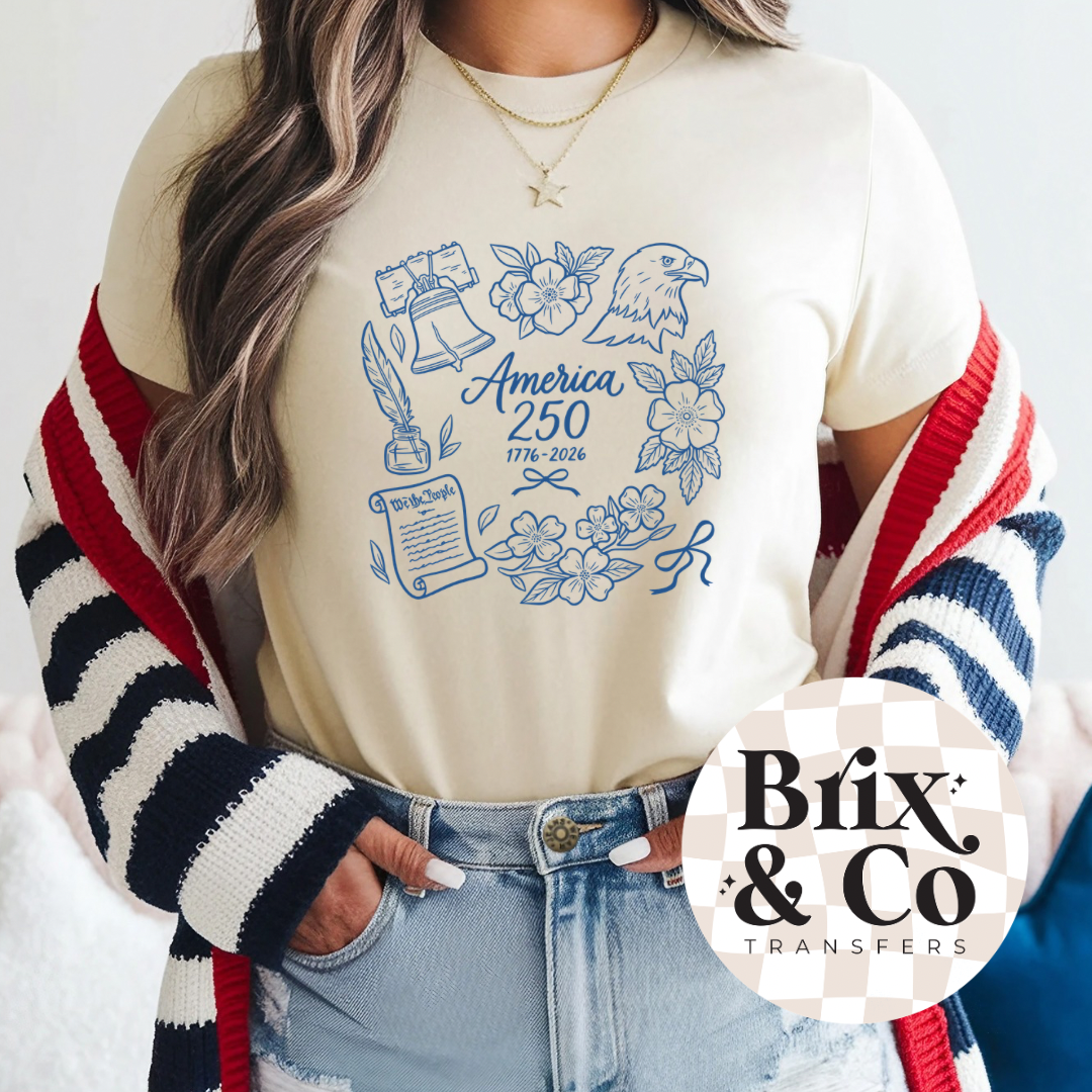 America 250 Doodles Single Color (Royal)