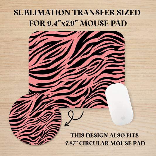 Pink & Black Zebra Print Mouse Pad Sublimation Transfer